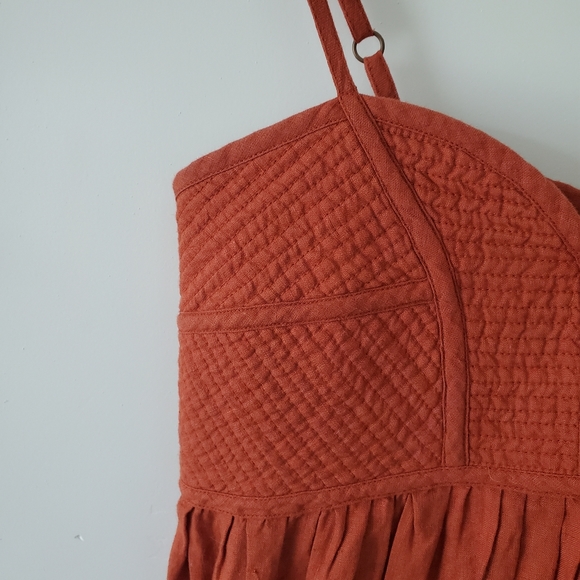 Voloshin Ruhi Linen Corset Stitched Dress - Cinnamon - Picture 8 of 16